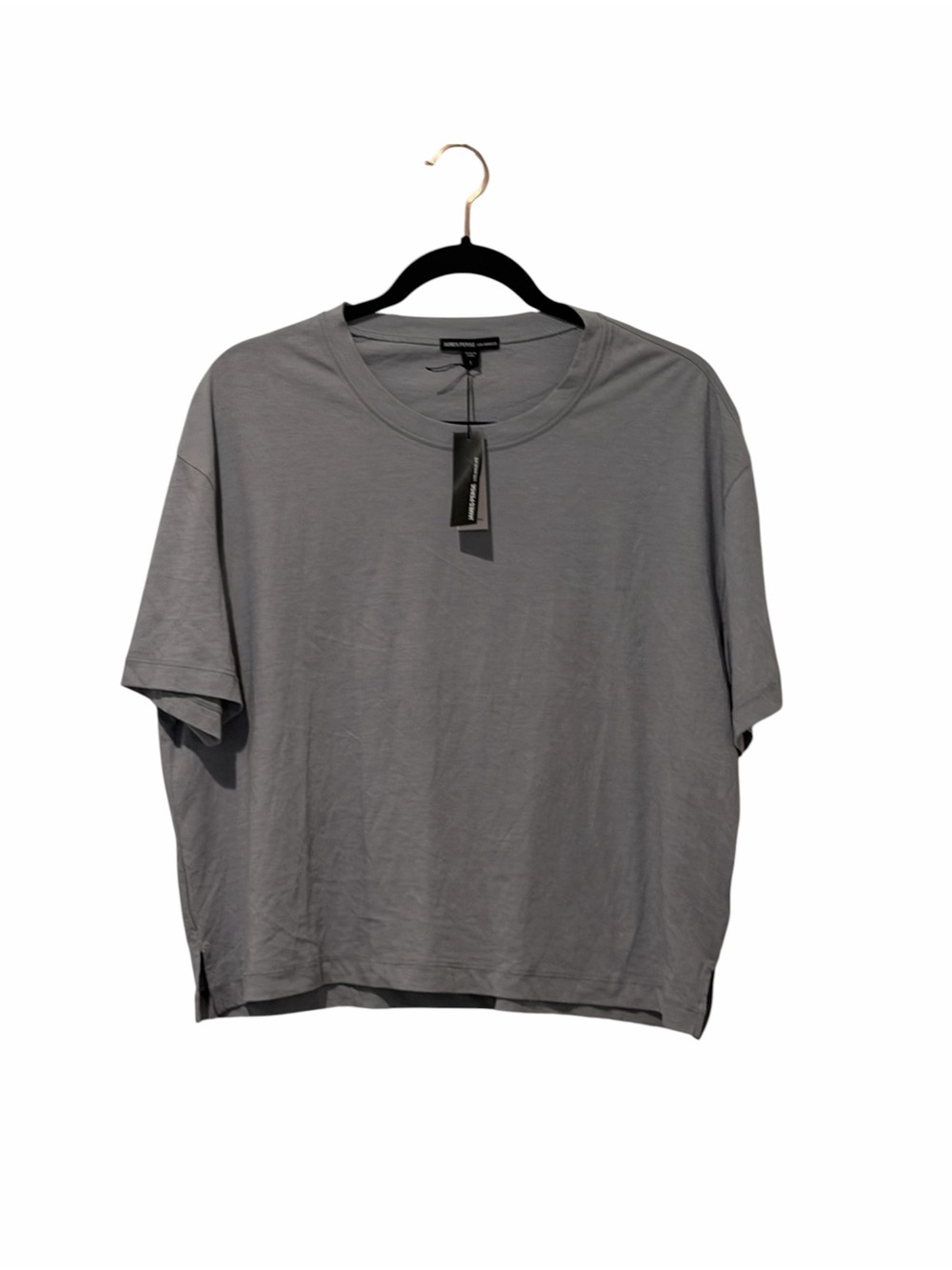 NWT James Perse Boxy cropped Gray/steel blue Short-Sleeve Crewneck Tee size 1